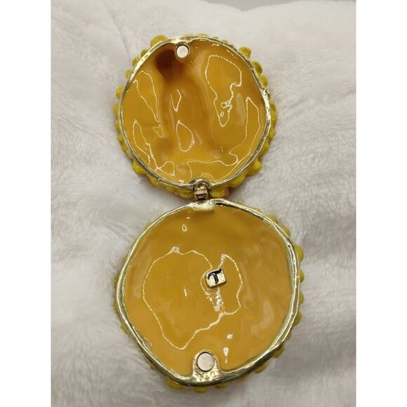 Hand-Painted Enameled Baby Sleeping on a Sunflower Trinket Box with Necklace - Picture 6 of 9